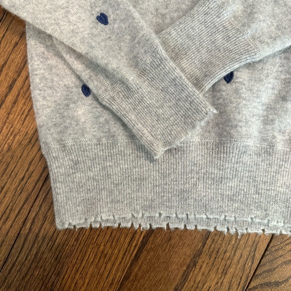 Aqua Cashmere Grey Embroidered Hearts Sweater - Picture 3 of 4